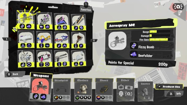 Splatoon 3 | Equipment Menu